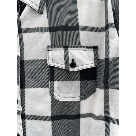 French Laundry Womens Shirt Size XL Black White Plaid Long Sleeve Button Up - Picture 3 of 12